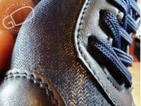 versatile 2E-4E 2V variable fit navy canvas summer shoe with pretty raised stitching and petal motif punching detail from an Db Easy b wide fit specialist near Basingstoke Hampshire.