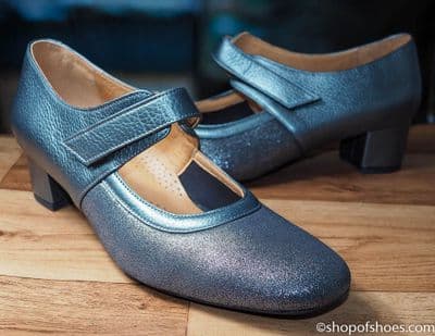 Footsoft Carla elegant E fit leather with stretch front bar shoe