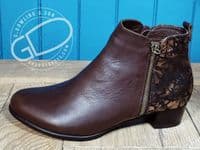 Footsoft “Zoe” Women’s Block Heel Ankle Boot — Deep Tan / Brown