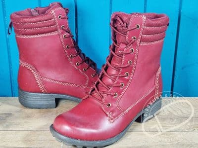 Free Spirit Sammy Red lace with  zip suede leather ankle  boots