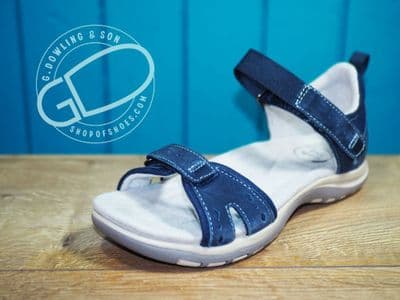 Free  spirit Savannah - navy  suede leather summer walking sandal with closed back support.