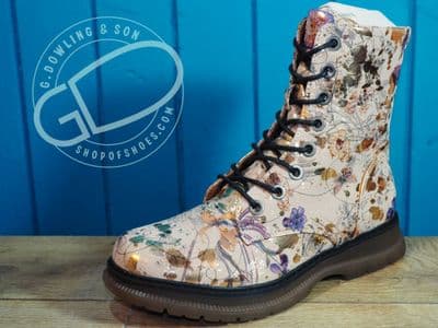 GOLD Cipriata zipped side laced flower printed  boot l310