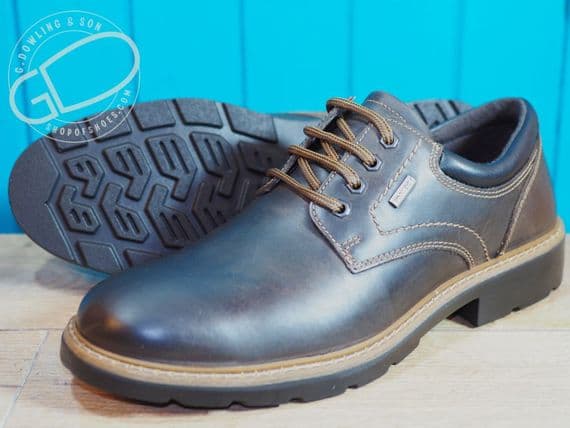 Imac waterproof deep tread shoe in dark tan brown leather
