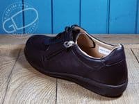versatile 2E-4E 2V variable fit navy canvas summer shoe with pretty raised stitching and petal motif punching detail from an Db Easy b wide fit specialist near Basingstoke Hampshire.