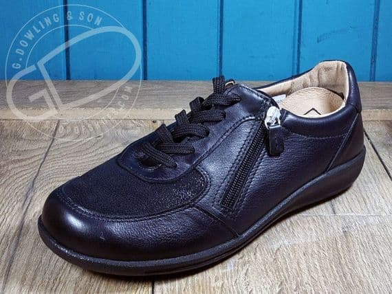 versatile 2E-4E 2V variable fit navy canvas summer shoe with pretty raised stitching and petal motif punching detail from an Db Easy b wide fit specialist near Basingstoke Hampshire.