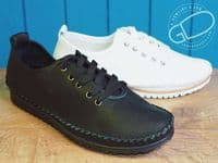 soft  leather bungee laced  shoe  with soft leather with cushioned lining a good comfortable shoe with a simple style  Available online or from our shop in Whitchurch Hampshire RG287HD positioned easily between Newbury and Winchester off the A34 and between Basingstoke and Andover right on the border of North Hampshire and Berkshire.