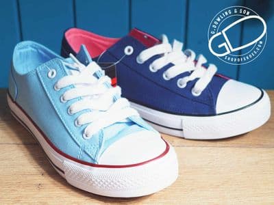 Light blue, and navy laced canvas