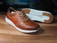 Lightweight modern take on a classic deep grip rubber sole country brogue shoe in lovely tan soft flexible leather Adaptive cushioned insole and flexible rubber sole for all available online or from our Whitchurch shop on the Hampshire Berkshire border.