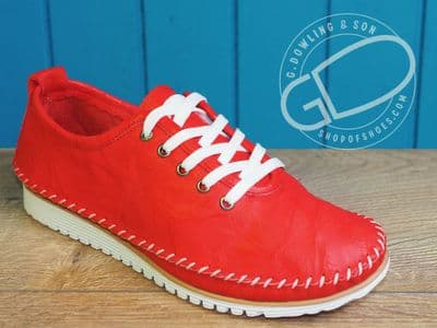 mod comfy red laced  soft leather light shoe