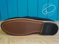 Modern high shine real leather loafer with  hard wearing leather look sole.