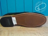 Modern high shine real leather loafer with  hard wearing leather look sole.