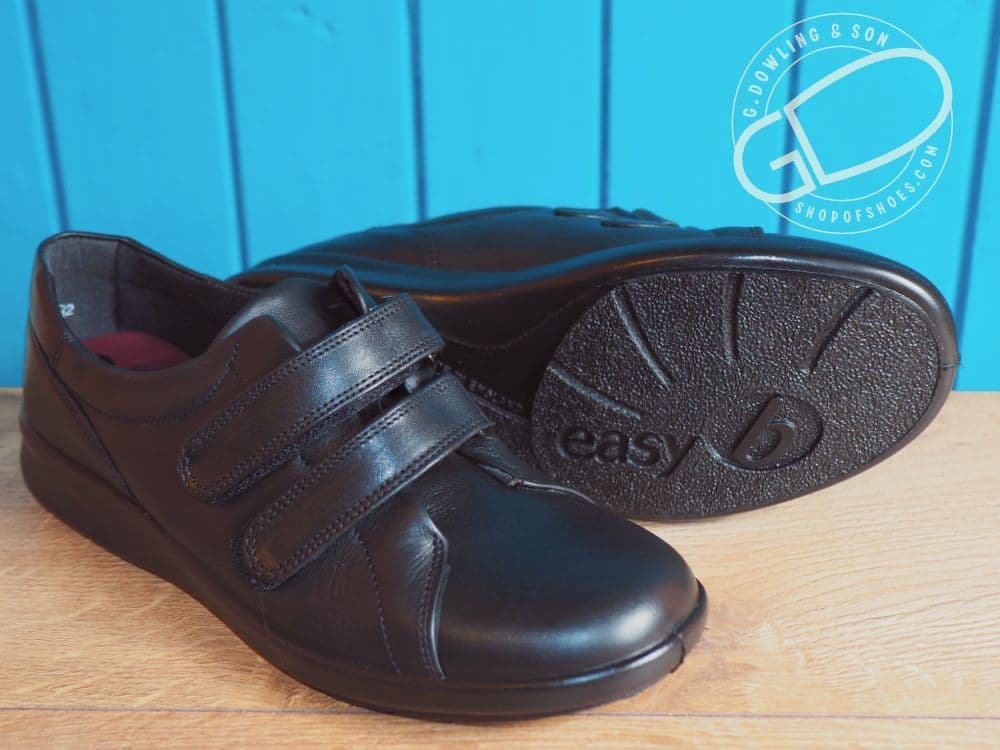 Healey Ladies British made black leather wide fit Shoe 4E. Ideal to use