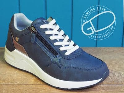 Navy laced sporty style with easy on/off added zip