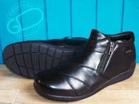 Navy Waterproof soft leather versatile wide fit double zipped  ankle boot