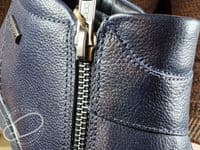 Navy Waterproof soft leather versatile wide fit double zipped  ankle boot