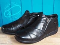 Navy Waterproof soft leather versatile wide fit double zipped  ankle boot