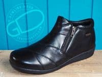 Navy Waterproof soft leather versatile wide fit double zipped  ankle boot