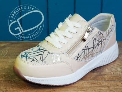 Nude slightly wider fit laced sporty style with easy on/off added zip