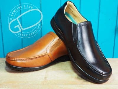 Our best value extra wide smart leather mens slip on shoe in tan