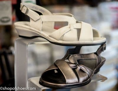 Pru Ladies E fitting Sandal in White or Metalic