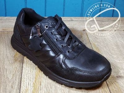 R21 Men’s Black Leather Trainer with Side Zip