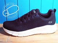 SKECHERS Flex Appeal 3.0 - Go Forward shoe. Smooth Action leather and mesh fabric upper in a lace up athletic sporty training sneaker with stitching accents and Air Cooled Memory Foam insole. available to try and buy from our shop on the Hampshire Berkshire border near Newbury, Winchester Andover and Basingstoke.