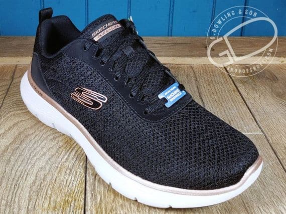 Skechers Flex appeal  5 in black  with rose  gold trim