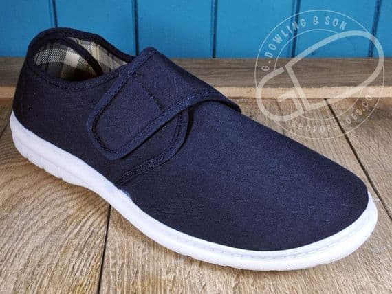Sleepers easy on /off touch fastening comfortable navy canvas