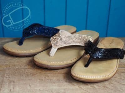 Sparkling non leather summer toe post sandal with studded jewel design