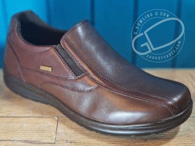 wider fit waterproof  soft Leather mens  slip on shoe in brown