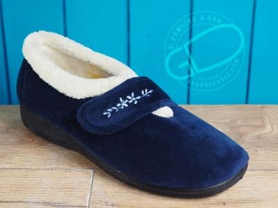 wider fitting comfortable slipper navy