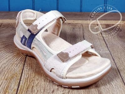 Ziri Free spirit mixed colour suede leather summer walking sandal in parchment