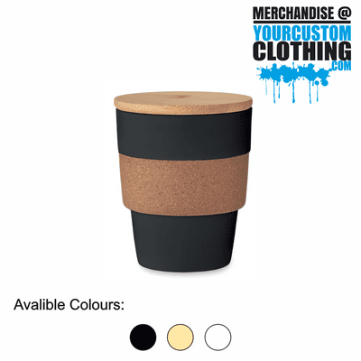 250 Single wall tumbler in recycled PP with cork protective sleeve and bamboo lid Bundle
