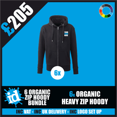 6 Premium Organic Zip Hoodie Bundle