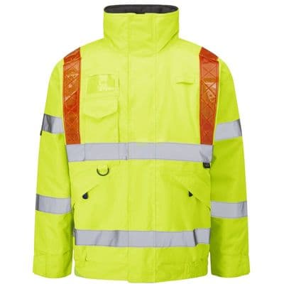 Leo Workwear PORTMORE Leo EcoViz 4K Superior Baffle Lined Bomber Jacket with Red Braces