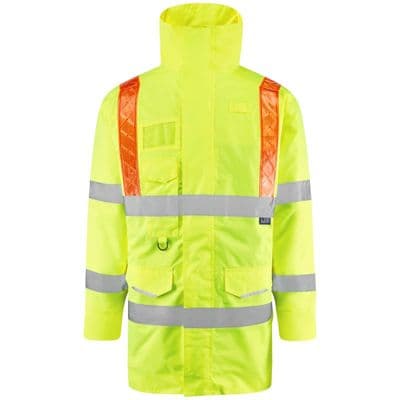 Leo Workwear PUTFORD Leo EcoViz 4K Baffle Lined Anorak with Red Orange Braces
