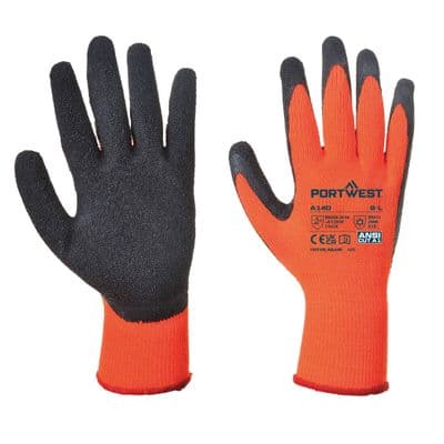 Portwest A140 - Thermal Grip Glove - Latex  Orange/Black