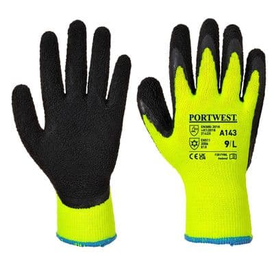 Portwest A143 - Thermal Soft Grip Glove  Yellow/Black