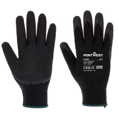 Portwest A150 - Classic Grip Glove - Latex  Black