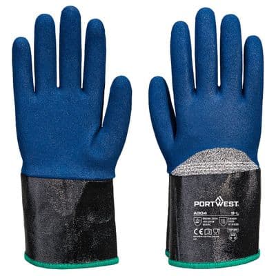 Portwest A304 - Grip C13 Nitrile Foam Extend Cuff Glove  Grey/Blue