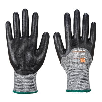 Portwest A621 - Cut 3/4 Nitrile Foam Glove  Black