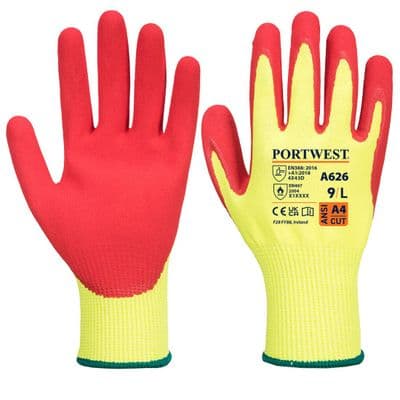 Portwest A626 - Vis-Tex Cut D13 Nitrile Glove  Yellow/Red