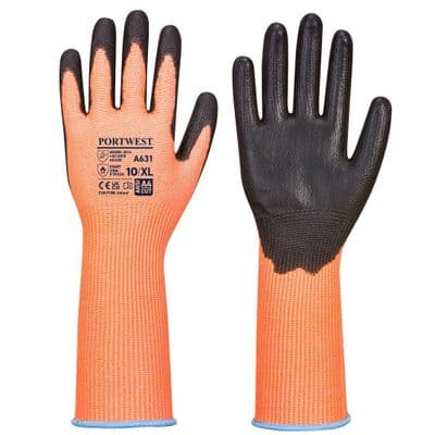 Portwest A631 - Vis-Tex Cut Glove Long Cuff  Orange/Black