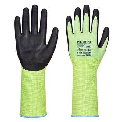 Portwest A632 - Green Cut Glove Long Cuff  Green/Black