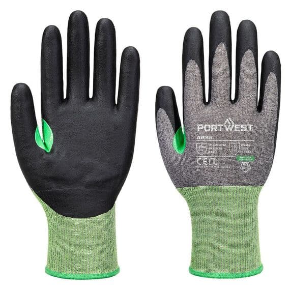 Portwest A636 - CS Cut C18 Nitrile Glove  Grey/Black