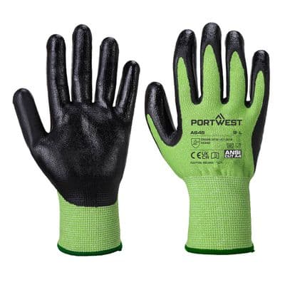 Portwest A645 - Green Cut Glove - Nitrile Foam  Green/Black