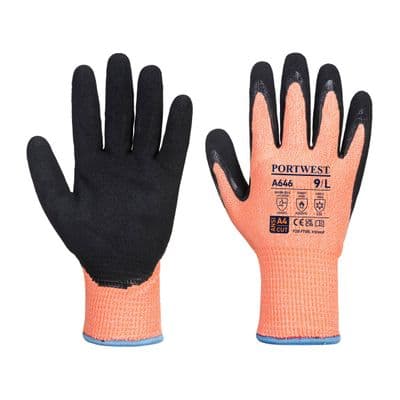 Portwest A646 - Vis-Tex Winter Cut D13 Nitrile Glove  Orange/Black
