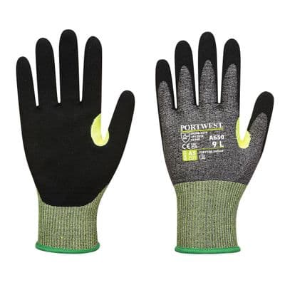 Portwest A650 - CS Cut E15 Nitrile Glove  Grey/Black