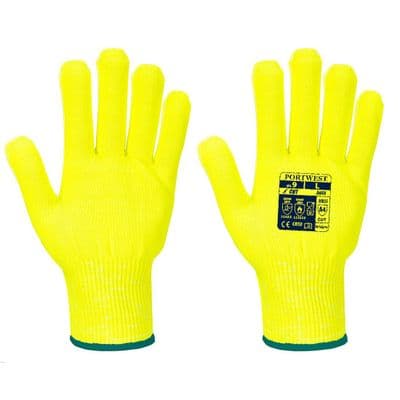 Portwest A688 - Cut D13 Viz-Tex Liner Glove  Yellow