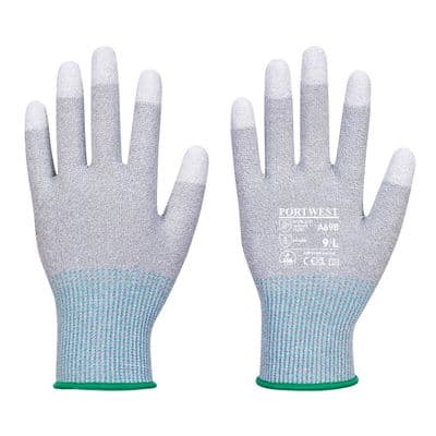 Portwest A698 - MR13 ESD PU Fingertip Glove (Pk12)  Grey/White